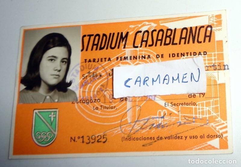 Sammelleidenschaft Sport: CARNET SOCIO ABONADO STADIUM CASABLANCA ZARAGOZA. TARJETA FEMENINA IDENTIDAD A&Ntilde;OS 60 OCTAVIO FELEZ