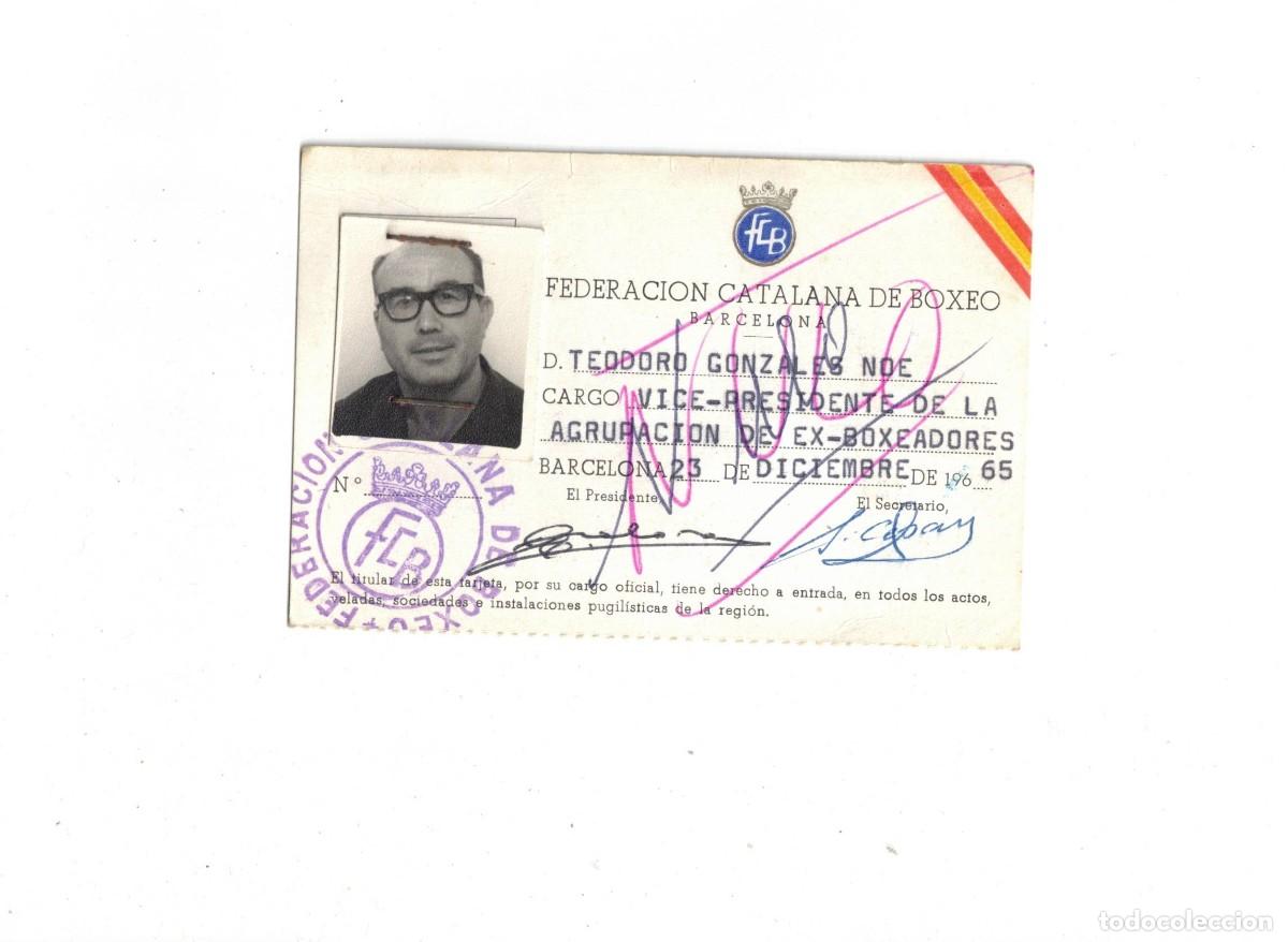 Sammelleidenschaft Sport: BOXEO. FEDERACI&Oacute;N CATALANA. TEODORO GONZALES. VICEP. AGRUP. EX-BOXEADORES