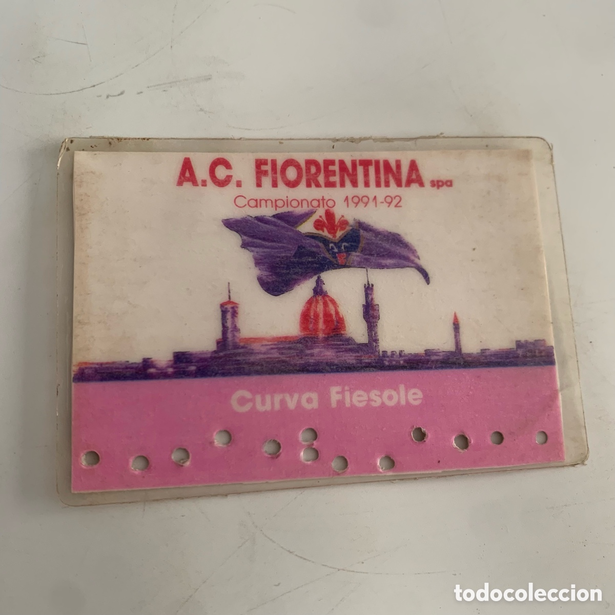 Sammelleidenschaft Sport: CARNET DE SOCIO PASE ABONO A.C.F. FIORENTINA CURVA FIESOLE 1991-92 ABBONAMENTO