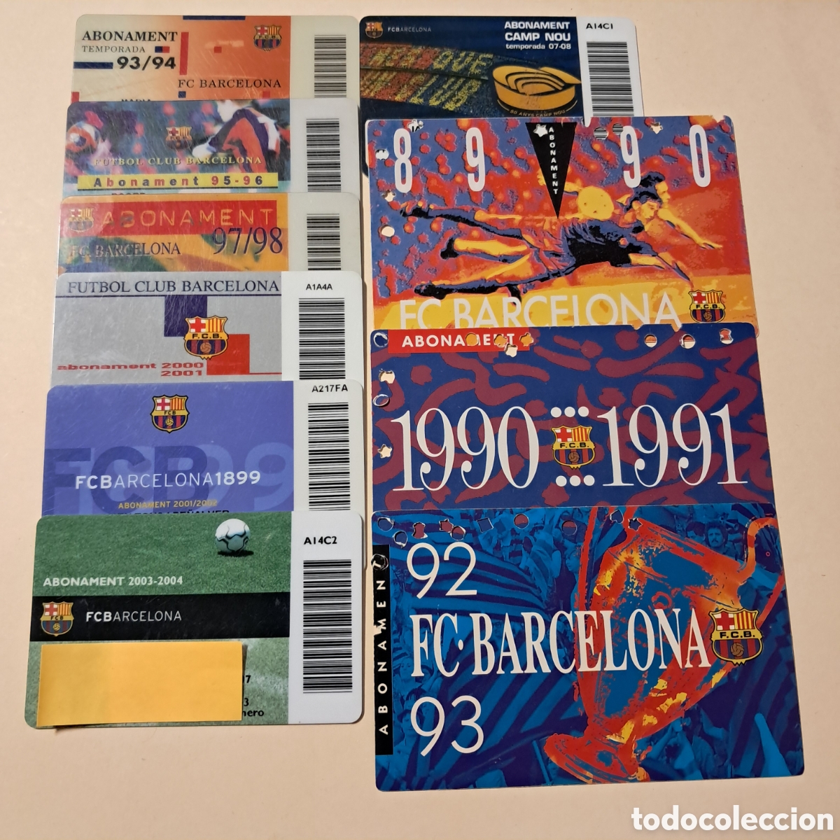 Sammelleidenschaft Sport: 10 ABONAMENT CAMP NOU FC BARCELONA BAR&Ccedil;A TRIBUNA 1&ordf; GRADERIA