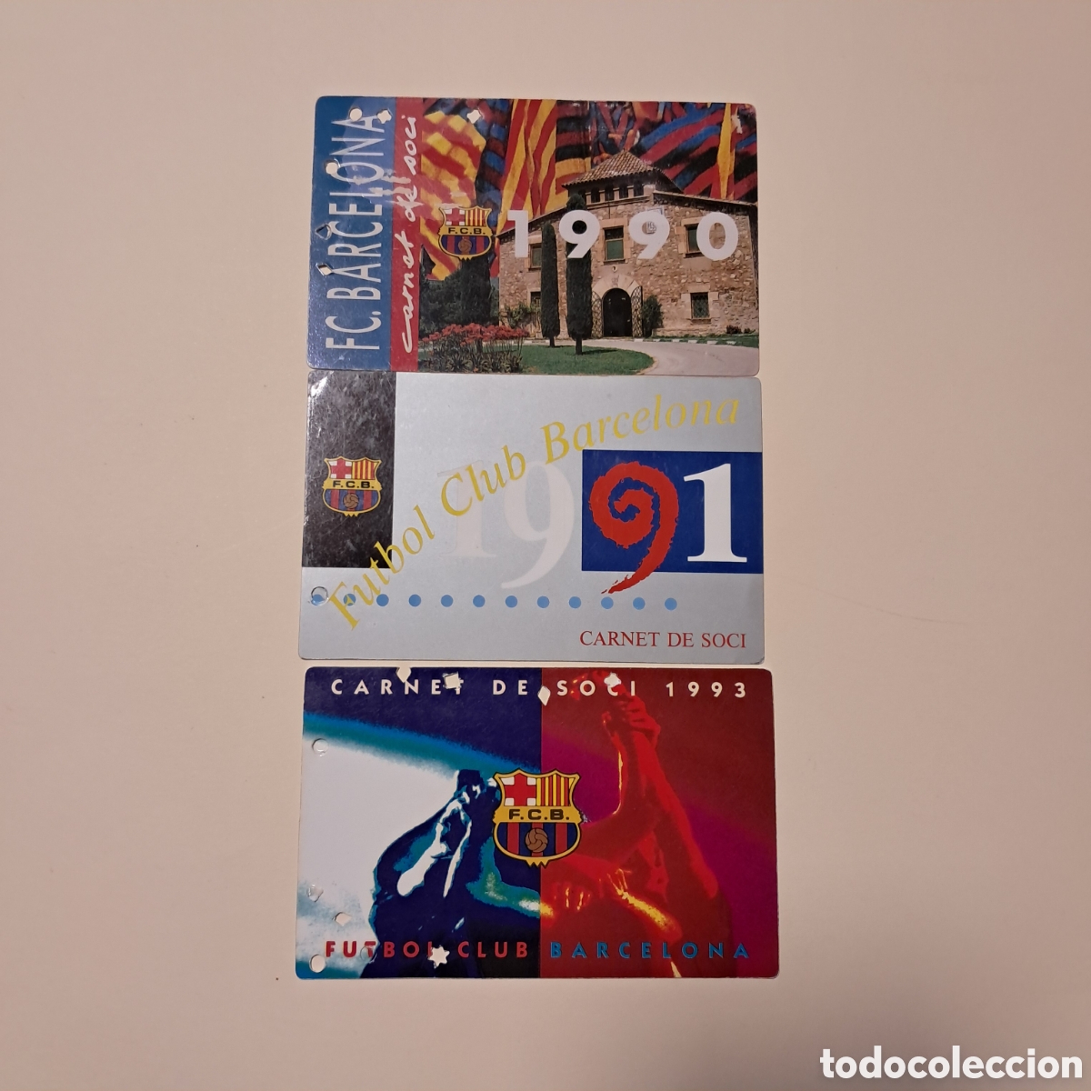 Sammelleidenschaft Sport: 3 CARNET DE SOCI ANUAL FC BARCELONA 1990, 1991, 1993