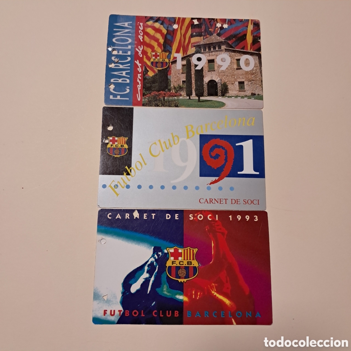 Sammelleidenschaft Sport: 3 CARNET DE SOCI ANUAL FC BARCELONA 1990, 1991, 1993