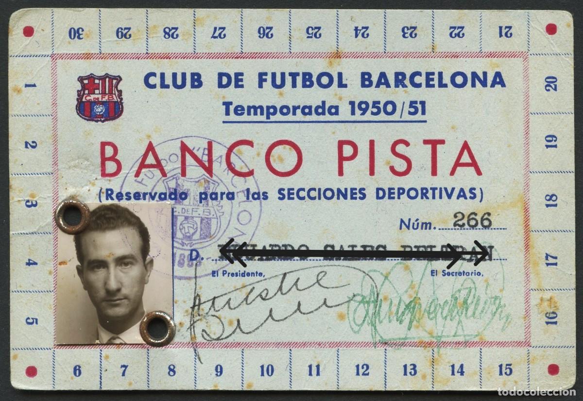 Sammelleidenschaft Sport: CARNET, CLUB DE F&Uacute;TBOL BARCELONA, BANCO PISTA, SECCIONES DEPORTIVAS, 1950
