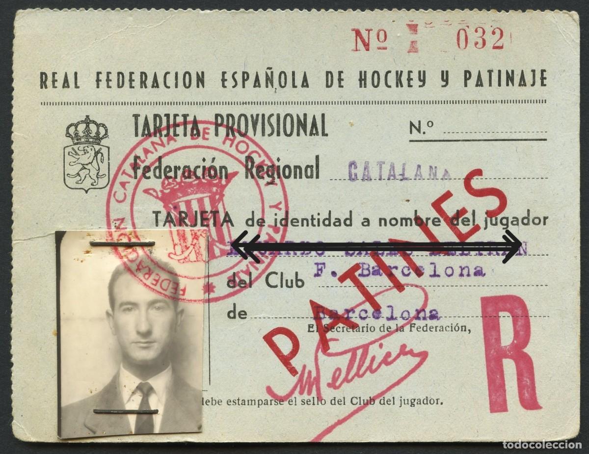 Sammelleidenschaft Sport: CARNET, JUGADOR, REAL FEDERACI&Oacute;N ESPA&Ntilde;OLA DE HOCKEY Y PATINAJE, 1952, C.F. BARCELONA