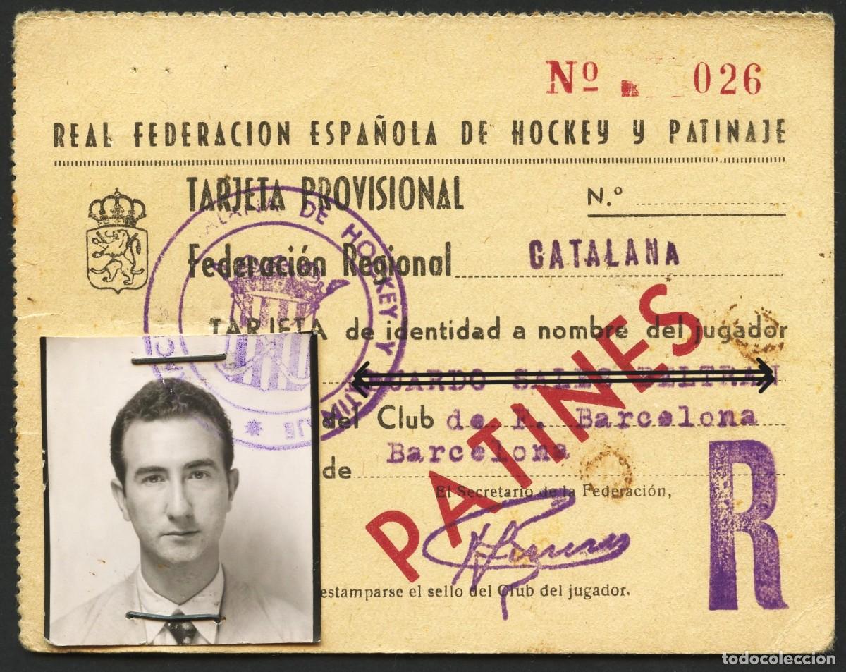 Sammelleidenschaft Sport: CARNET, JUGADOR, REAL FEDERACI&Oacute;N ESPA&Ntilde;OLA DE HOCKEY Y PATINAJE, 1953, C.F. BARCELONA
