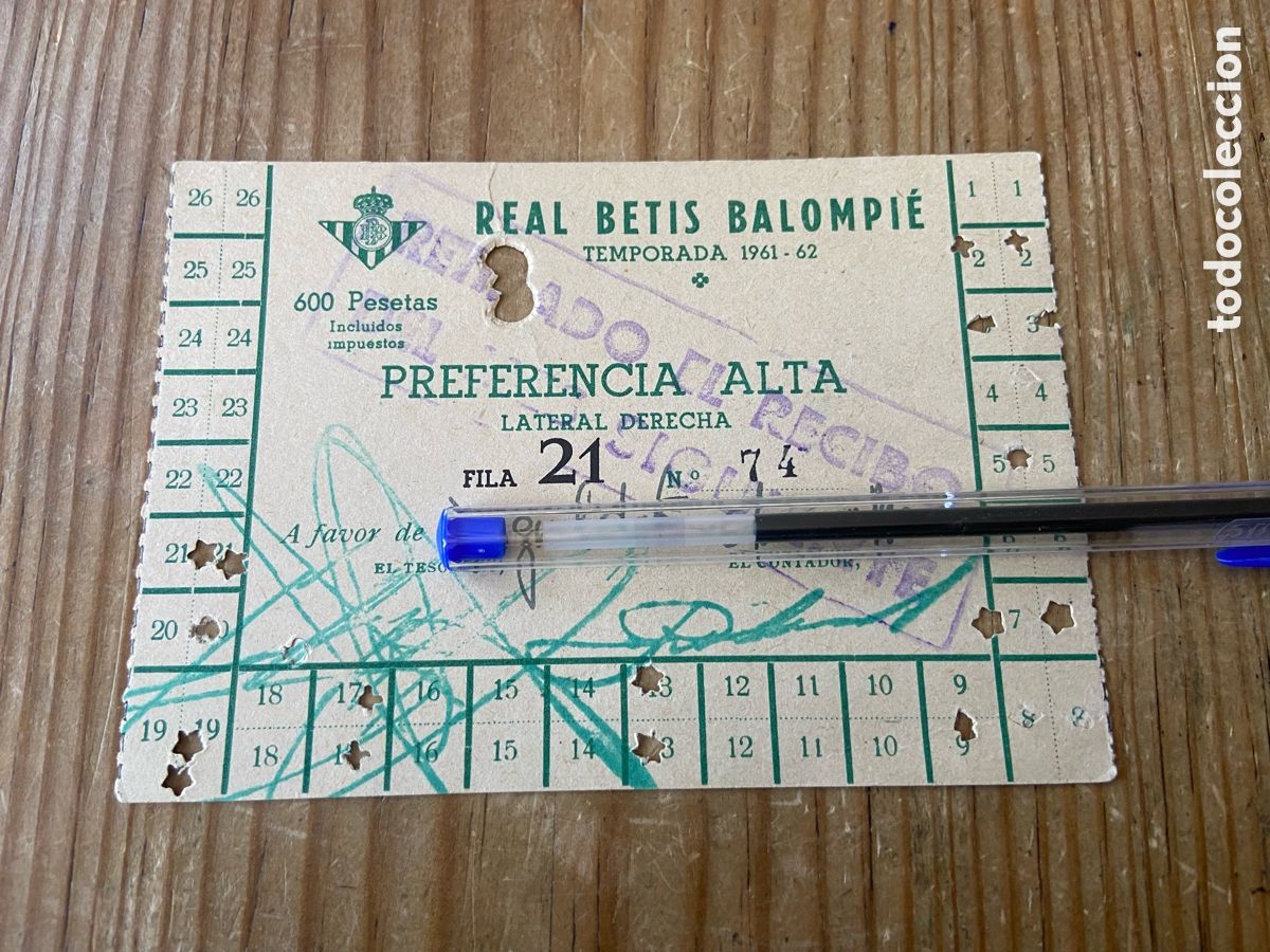 Sports collectibles: R30090 CARNET FUTBOL TARJETA SOCIO ABONO PREFERENCIA ALTA REAL BETIS TEMPORADA 61 62 1961 1962