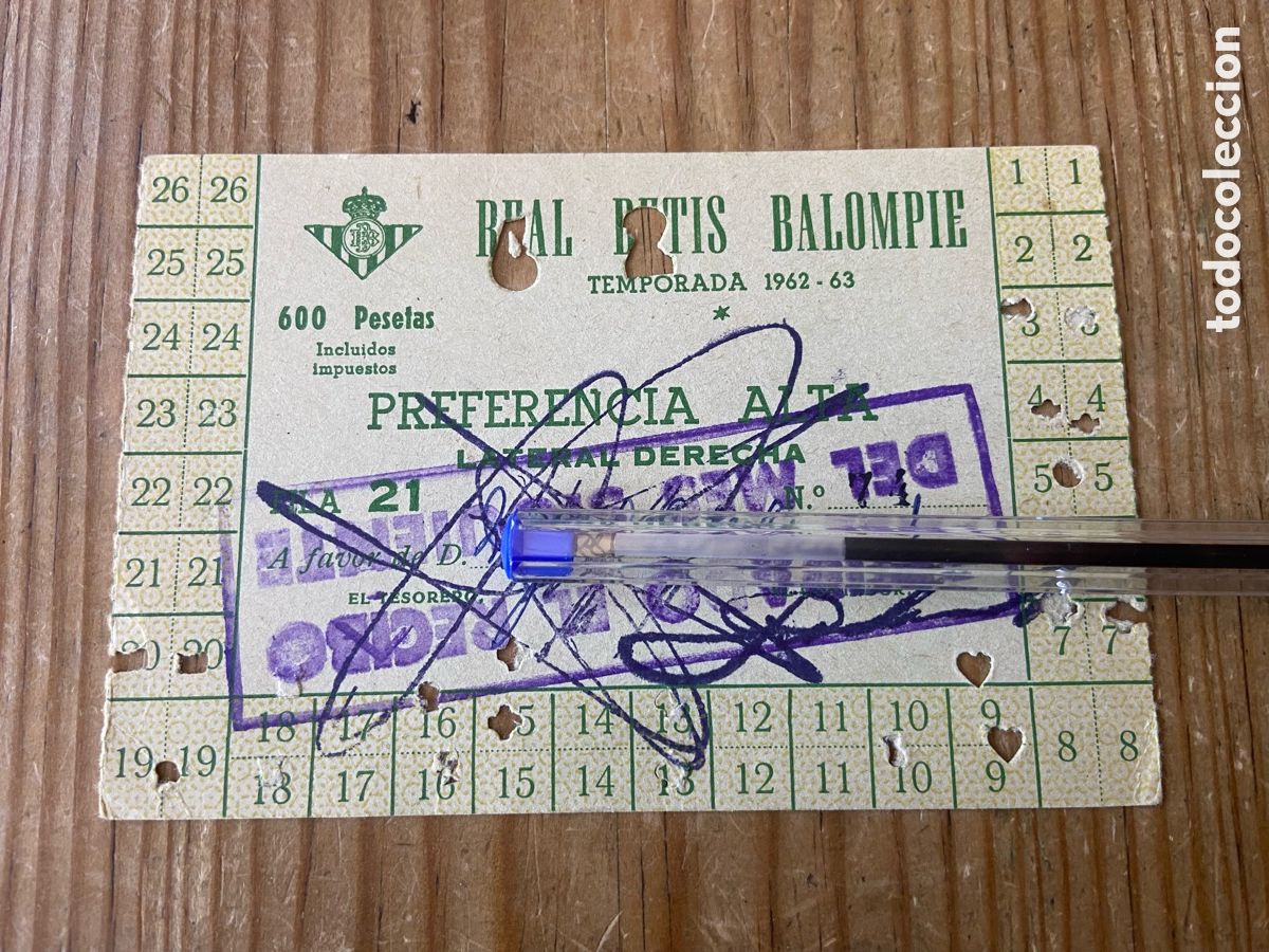 Sports collectibles: R30092 CARNET FUTBOL SOCIO ABONO TARJETA REAL BETIS TEMPORADA 62 63 1962 1963