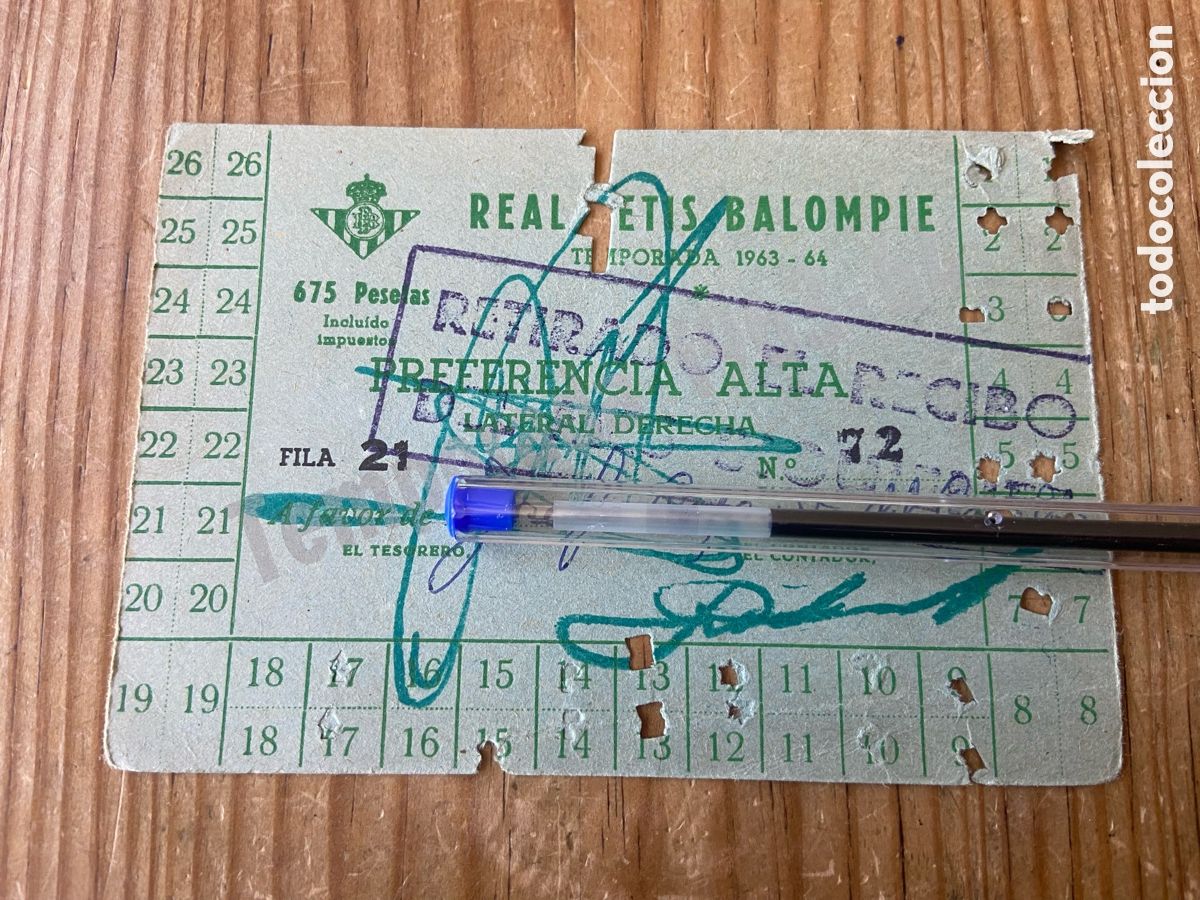 Sports collectibles: R30093 CARNET FUTBOL SOCIO ABONO TARJETA REAL BETIS TEMPORADA 63 64 1963 1964