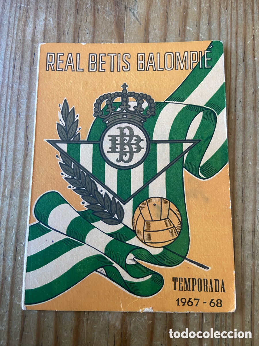 Sports collectibles: R30096 CARNET FUTBOL SOCIO ABONO TITULO ANUAL NUMERARIO REAL BETIS TEMPORADA 67 68 1967 1968