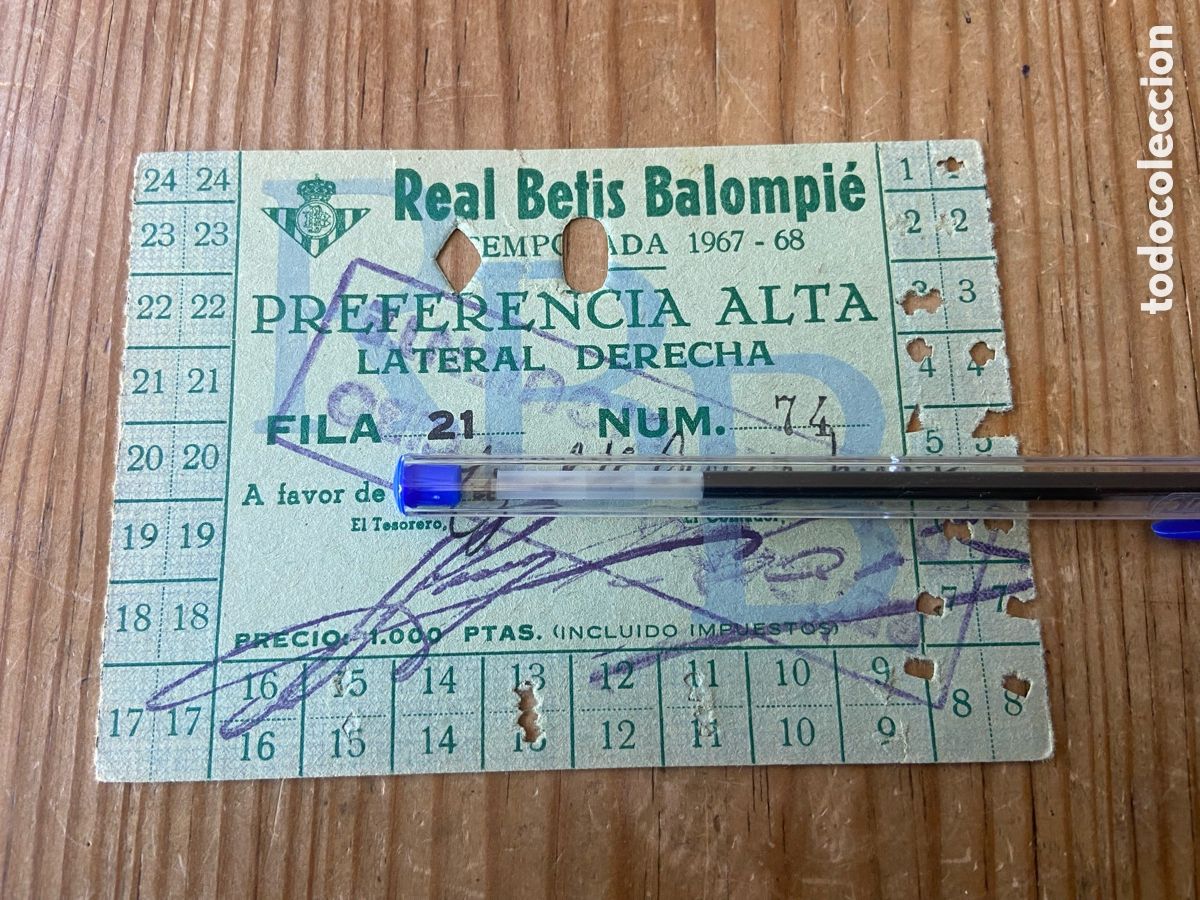 Sports collectibles: R30097 CARNET FUTBOL SOCIO ABONO TARJETA REAL BETIS TEMPORADA 67 68 1967 1968