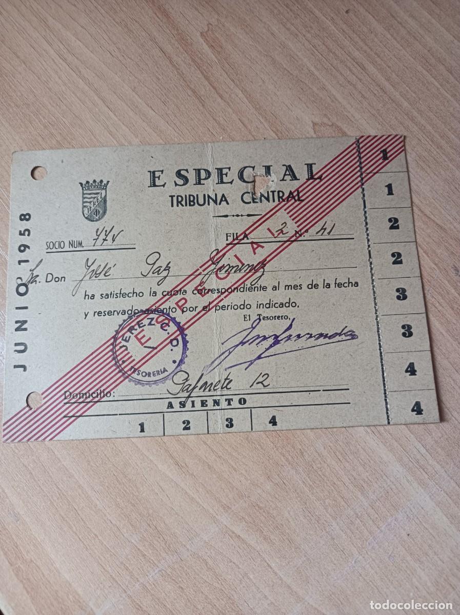 Coleccionismo deportivo: Carnet Jerez C.D., Junio 1958 - Foto 1