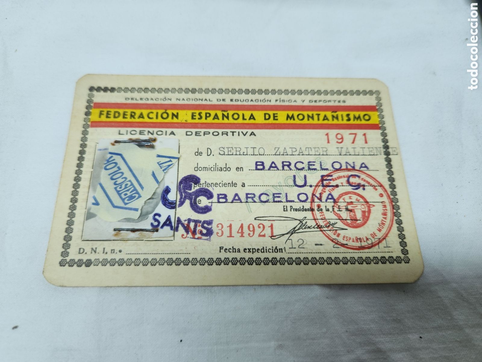 Sammelleidenschaft Sport: CARNET FEDERACI&Oacute;N ESPA&Ntilde;OLA DE MONTA&Ntilde;ISMO. 1971. BARCELONA.