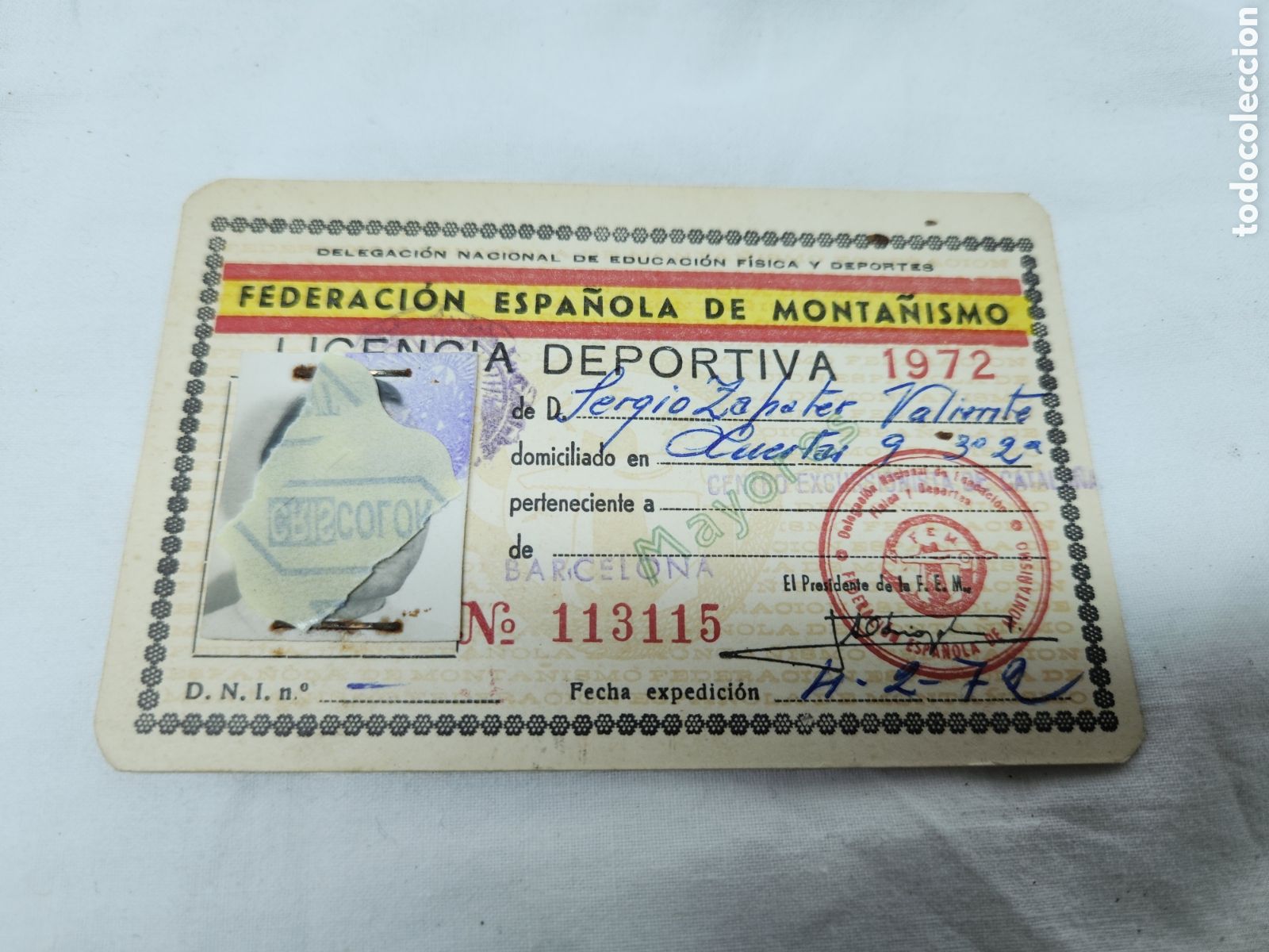 Sammelleidenschaft Sport: CARNET FEDERACI&Oacute;N ESPA&Ntilde;OLA DE MONTA&Ntilde;ISMO 1972. BARCELONA