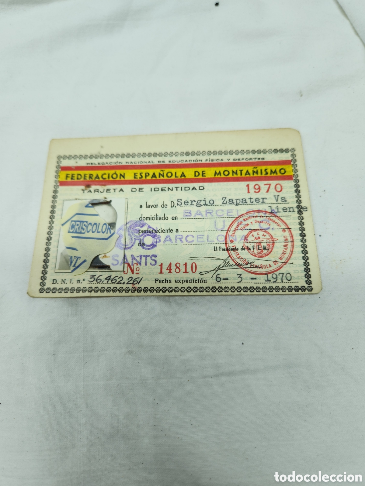Sammelleidenschaft Sport: CARNET FEDERACI&Oacute;N ESPA&Ntilde;OLA DE MONTA&Ntilde;ISMO. 1970. BARCELONA.