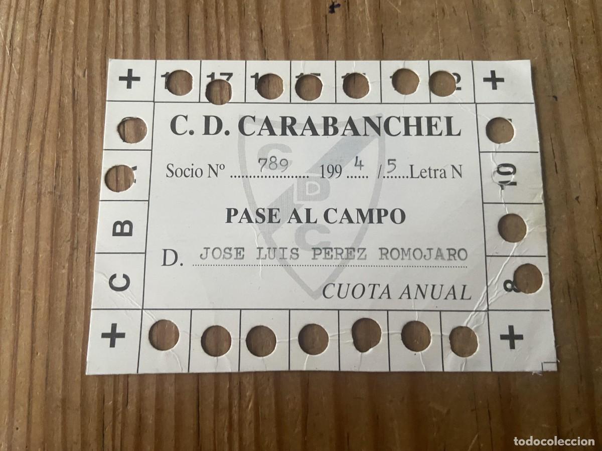 Sports collectibles: R30362 CARNET SOCIO ABONO FUTBOL C.D. CARABANCHEL PASE AL CAMPO TEMPORADA 1994 1995