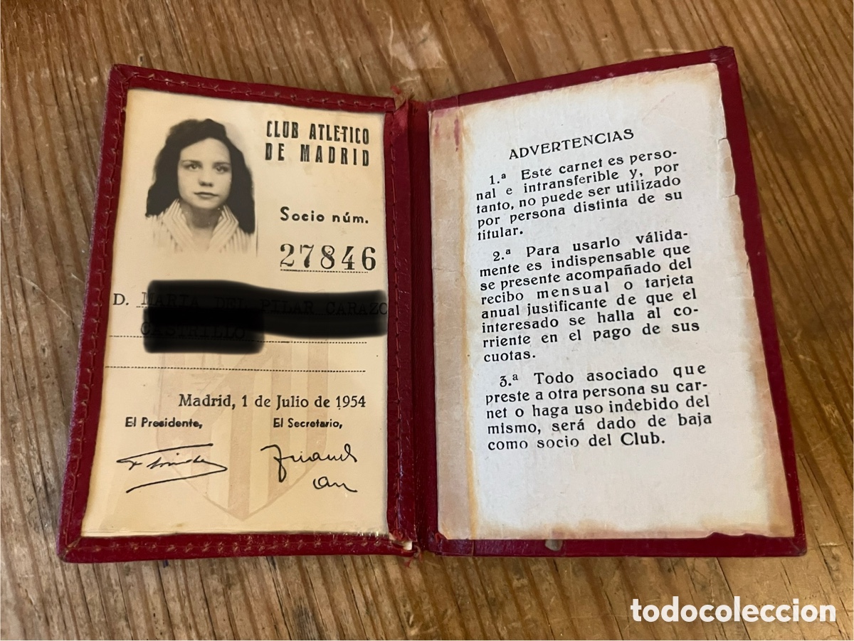Coleccionismo deportivo: R31429 CARNET SOCIO ABONO CLUB ATLETICO MADRID 1954 ADULTO MUJER