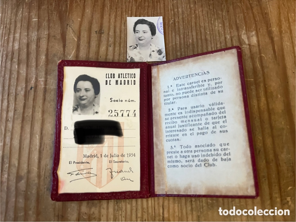 Coleccionismo deportivo: R31430 CARNET SOCIO ABONO CLUB ATLETICO MADRID 1954 ADULTO MUJER