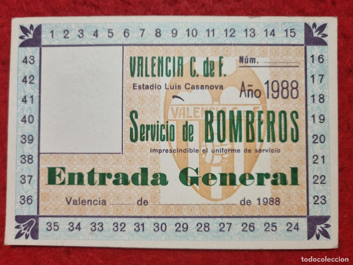 Coleccionismo deportivo: PASE CARNET FUTBOL VALENCIA CF 1988 ANUAL GENERAL PARA SERVICIO DE BOMBEROS ORIGINAL