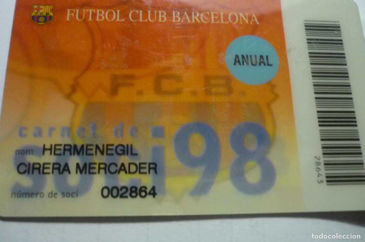 Coleccionismo deportivo: carnet plastico futbol socio 98 anual f c barcelona