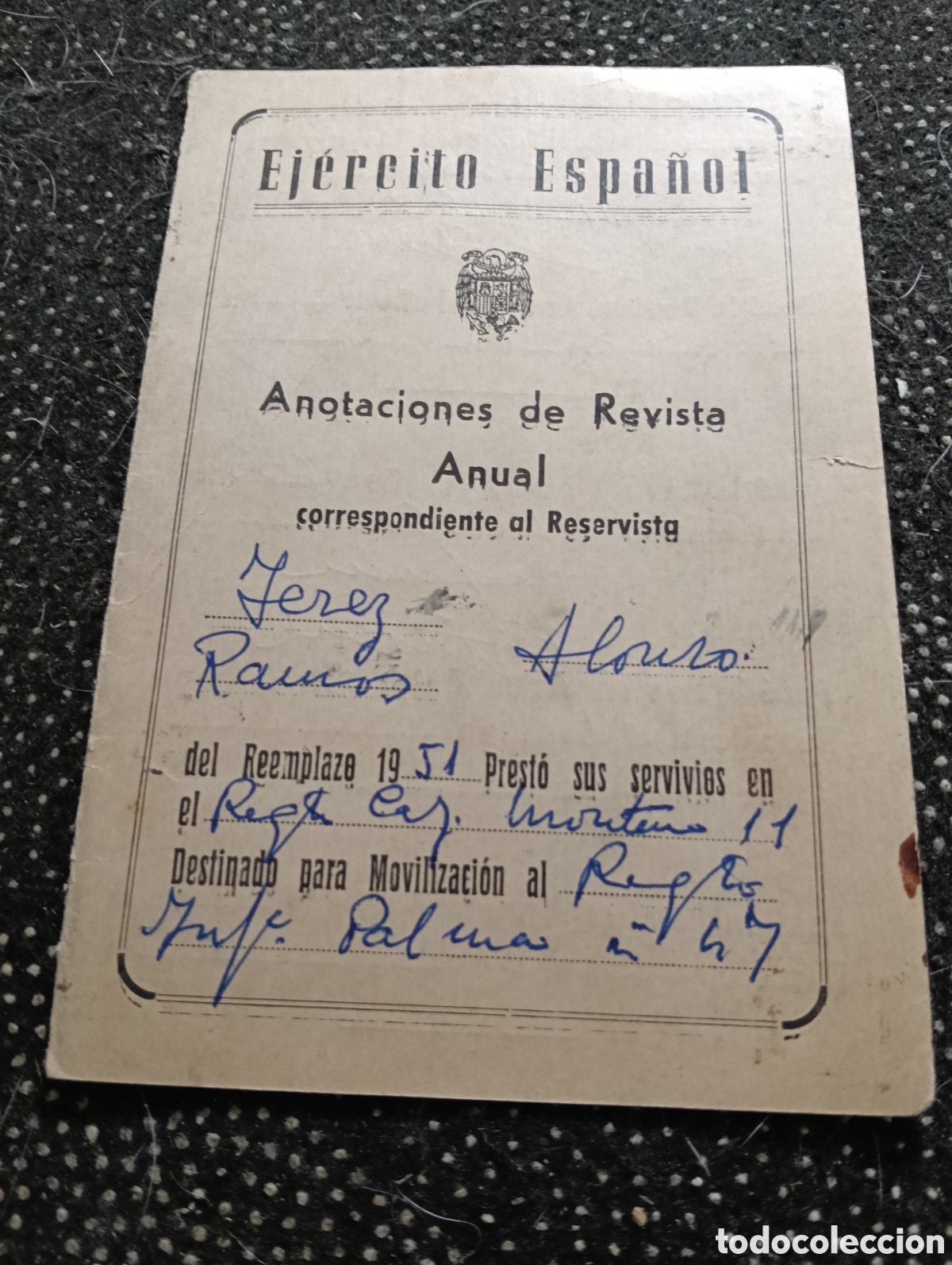 Coleccionismo deportivo: Carnet EJERCITO ESPA&Ntilde;OL - Anotaciones de Revista Anual - Reemplazo 1960