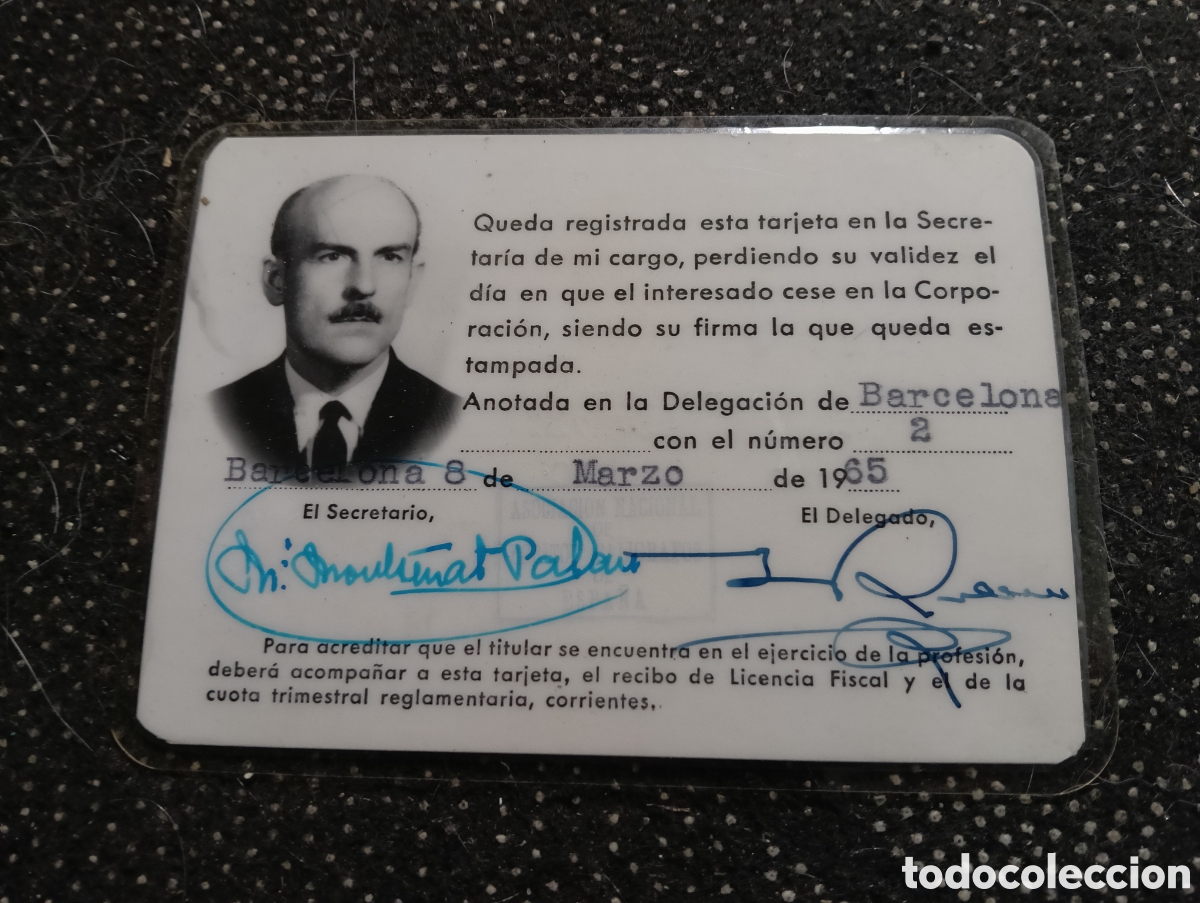 Coleccionismo deportivo: Carnet de la Asociaci&oacute;n Nacional de Peritos Cal&iacute;grafos de Espa&ntilde;a 1965 Wenceslao Guti&eacute;rrez Sancho
