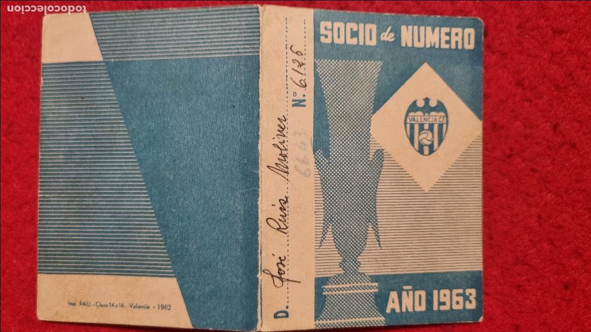 Coleccionismo deportivo: PASE FUTBOL SOCIO VALENCIA CF ANUAL 1963 ABONADO ORIGINAL PS1