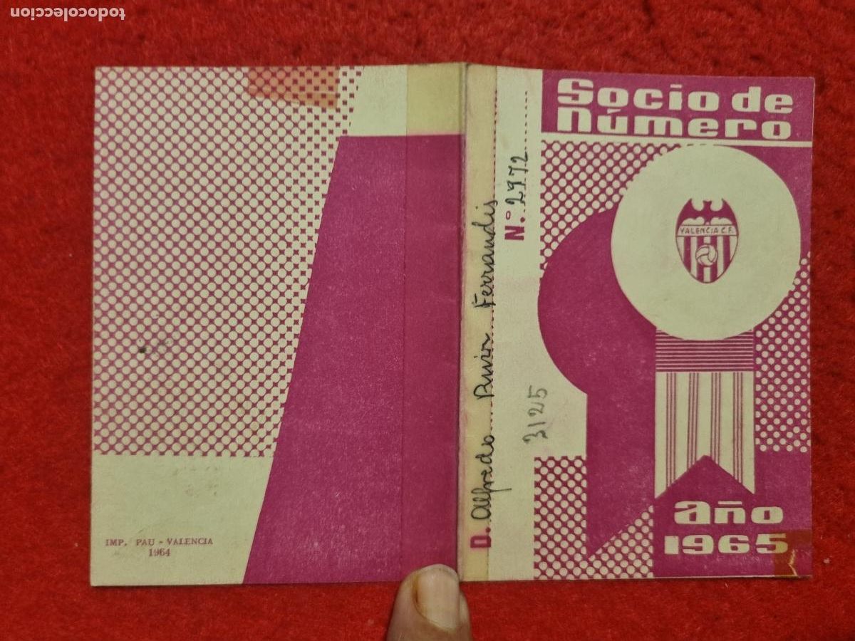 Coleccionismo deportivo: PASE FUTBOL SOCIO VALENCIA CF ANUAL 1965 ABONADO ORIGINAL PS1