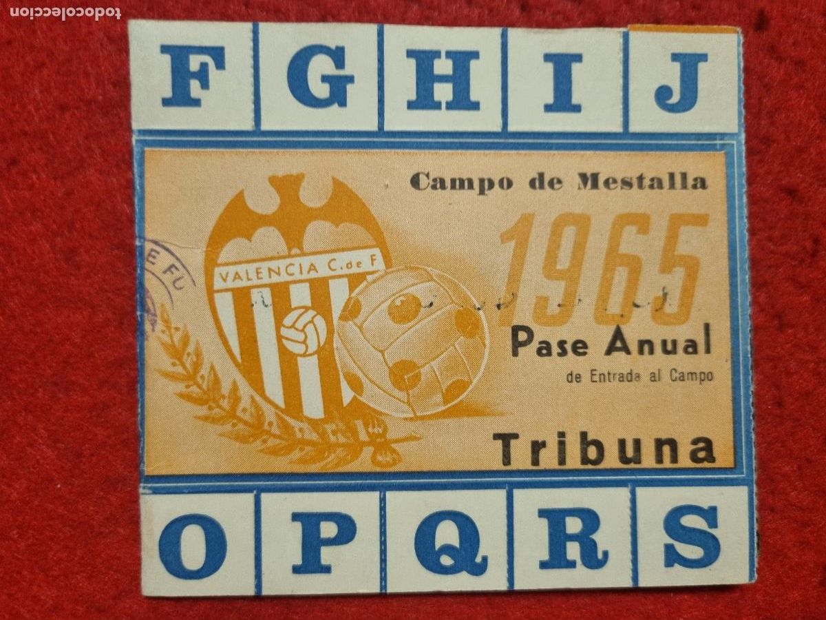 Coleccionismo deportivo: PASE FUTBOL SOCIO VALENCIA CF ANUAL 1965 ABONADO TRIBUNA ORIGINAL PS1
