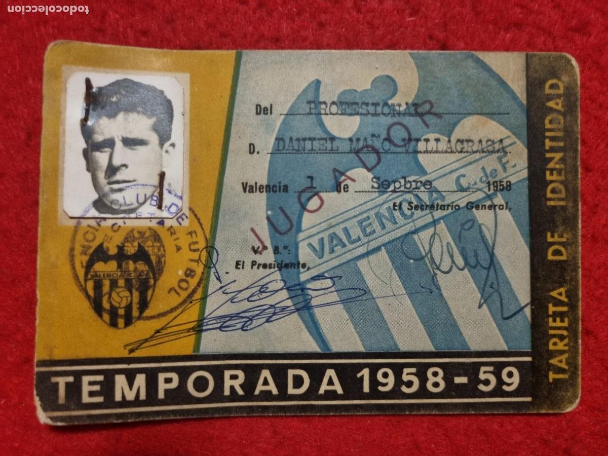 Coleccionismo deportivo: PASE FUTBOL SOCIO VALENCIA CF ANUAL 1958 1959 ABONADO FIRMA PRESIDENTE ORIGINAL PS1