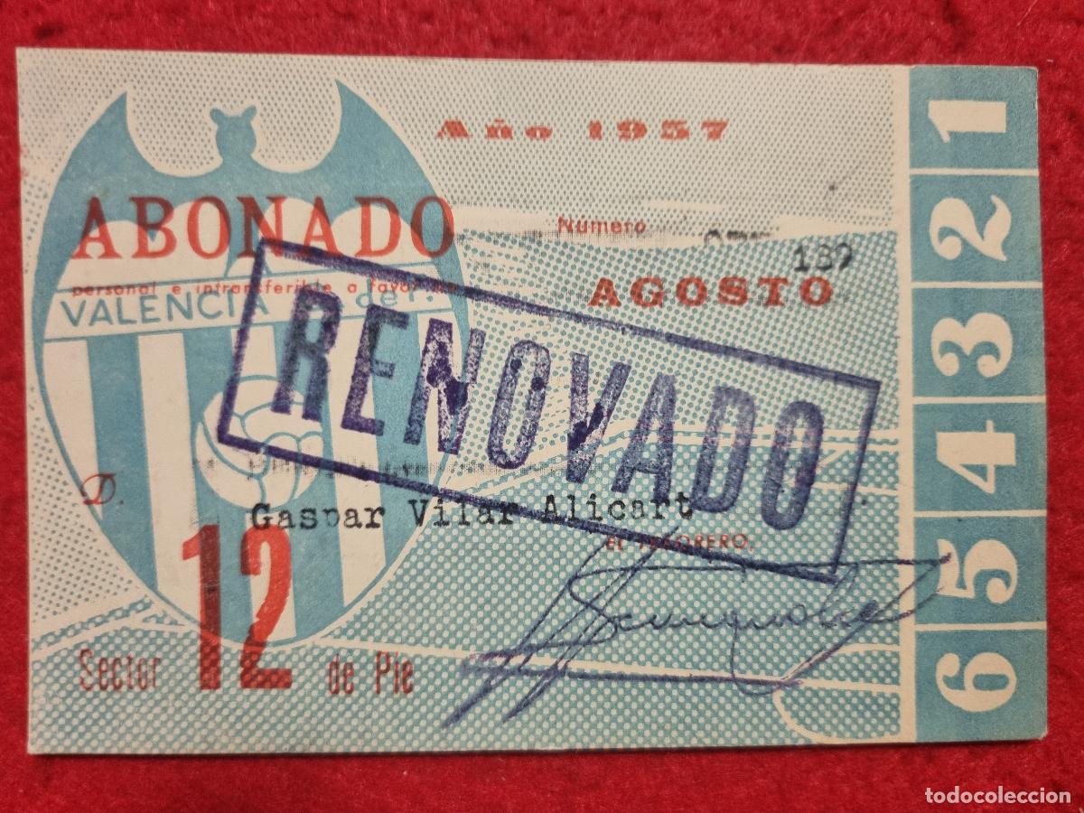 Coleccionismo deportivo: PASE FUTBOL SOCIO VALENCIA CF ANUAL 1957 ABONADO ORIGINAL PS1