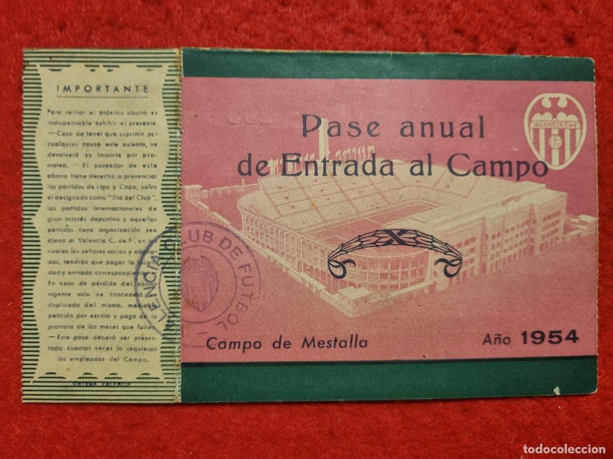 Coleccionismo deportivo: PASE FUTBOL SOCIO VALENCIA CF ANUAL 1954 ABONADO ORIGINAL PS1