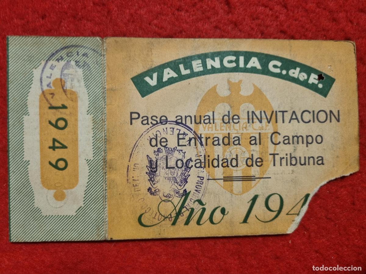 Coleccionismo deportivo: PASE FUTBOL SOCIO VALENCIA CF ANUAL 1949 ABONADO TRIBUNA PERIODISTA ORIGINAL PS1