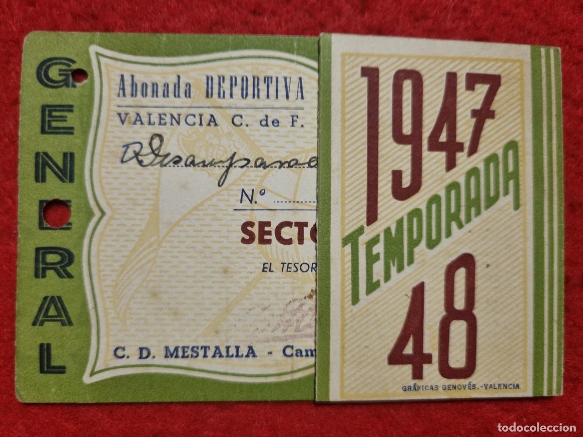 Coleccionismo deportivo: PASE FUTBOL SOCIO VALENCIA CF ANUAL 1947 1948 ABONADA ORIGINAL PS1
