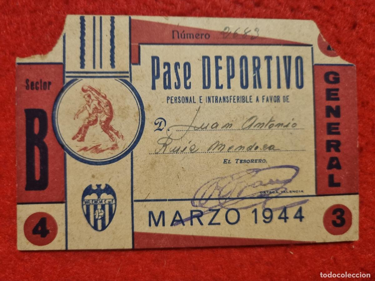 Coleccionismo deportivo: PASE FUTBOL SOCIO VALENCIA CF ANUAL 1944 ABONADO ORIGINAL PS1