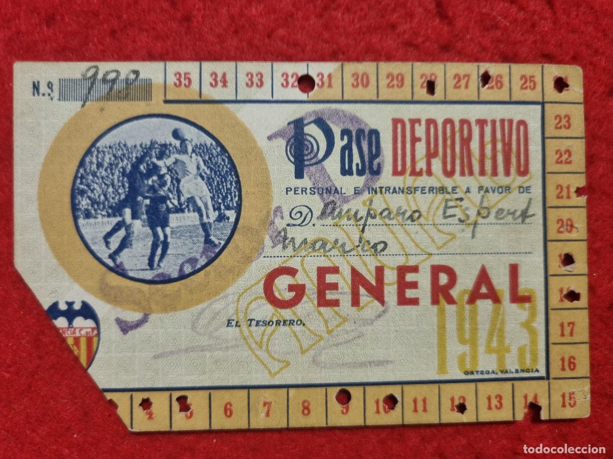 Coleccionismo deportivo: PASE FUTBOL SOCIO VALENCIA CF ANUAL 1943 ABONADO ORIGINAL PS1