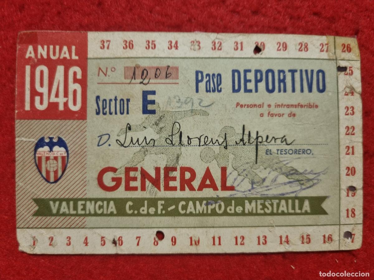 Coleccionismo deportivo: PASE FUTBOL SOCIO VALENCIA CF ANUAL 1946 ABONADO ORIGINAL PS1