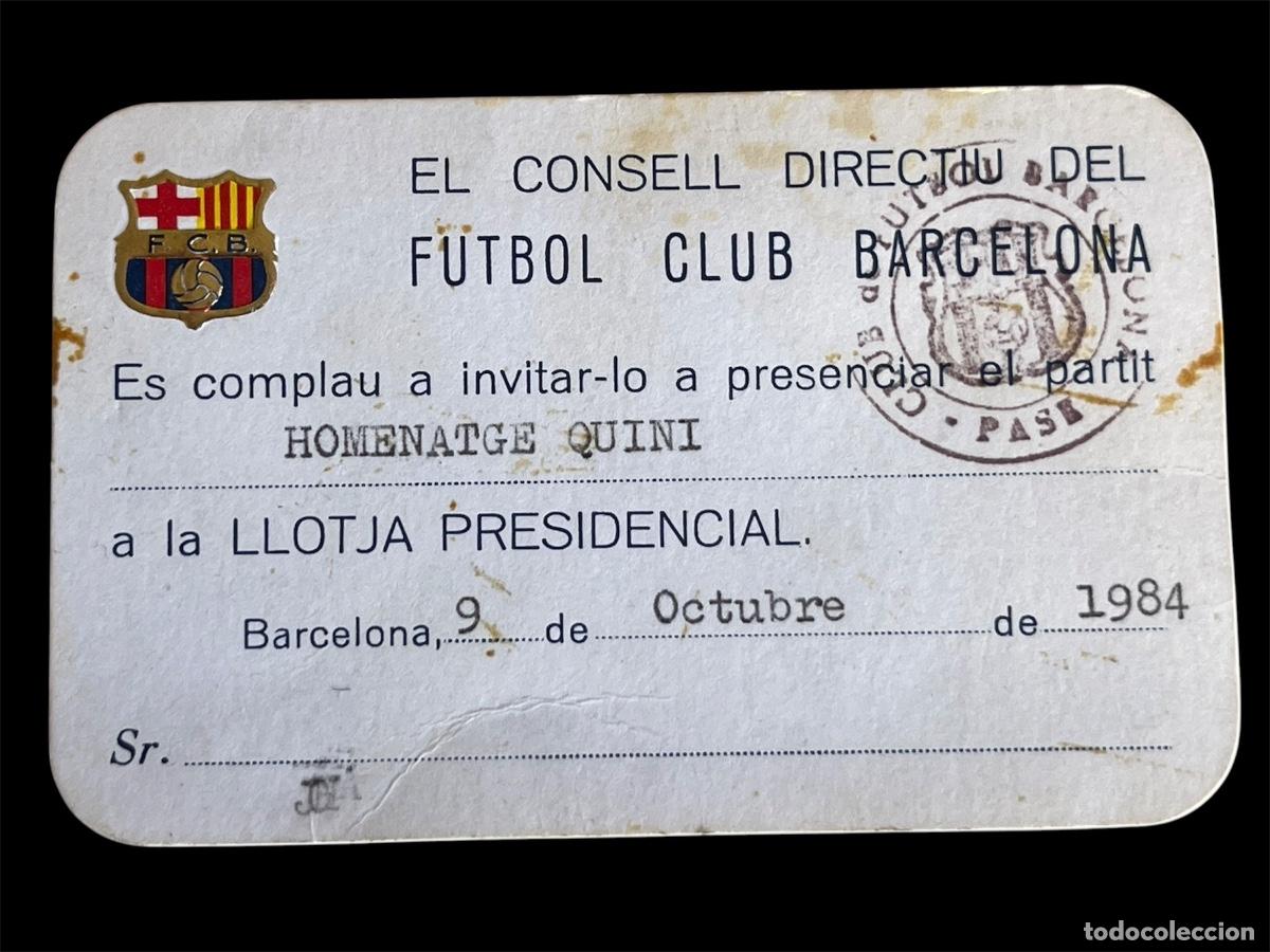 Coleccionismo deportivo: ACREDITACI&Oacute;N DEL CONSEJO DIRECTIVO DEL F&Uacute;TBOL CLUB BARCELONA HOMENAJE A QUINI PALCO PRESIDENCIAL 84