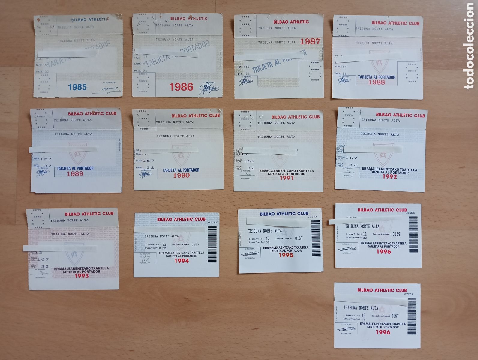 Coleccionismo deportivo: BILBAO ATHLETIC. Lote de 13 Tarjetas de Socio.