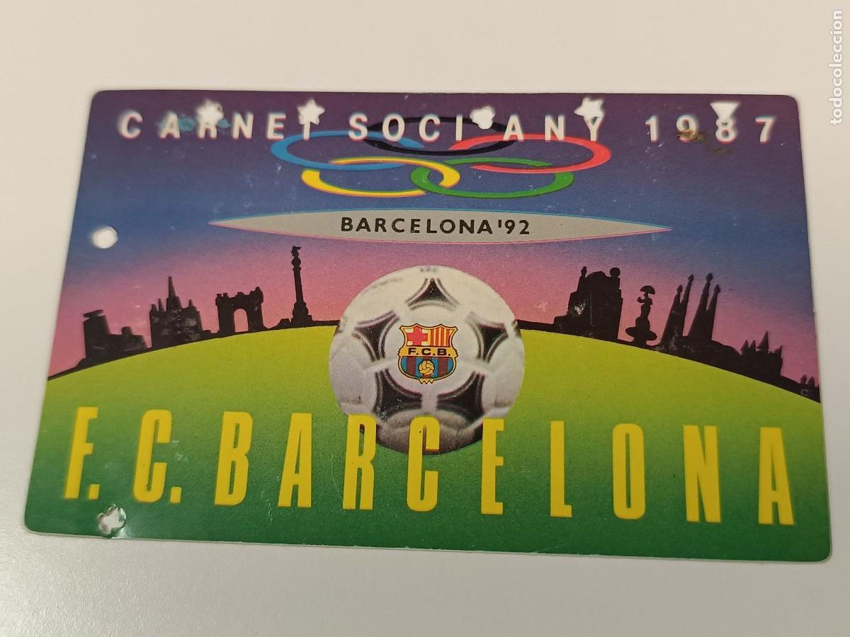 Coleccionismo deportivo: ANTIGUO CARNET DE SOCIO DEL F.C BARCELONA A&Ntilde;O 1987/