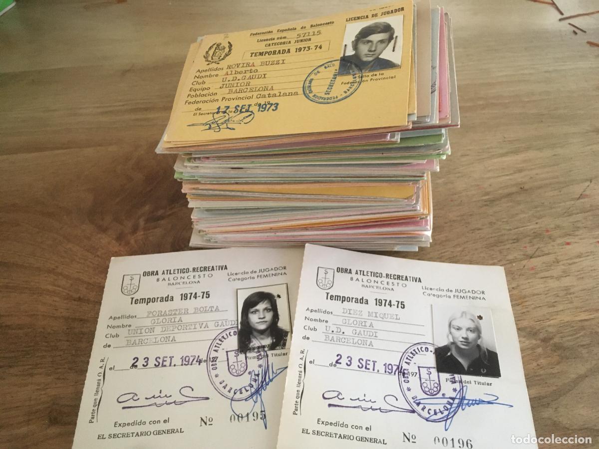 Coleccionismo deportivo: baloncesto federacion espa&ntilde;ola union deportiva gaudi lote 184 carnets socio a&ntilde;os 60 70 y 80