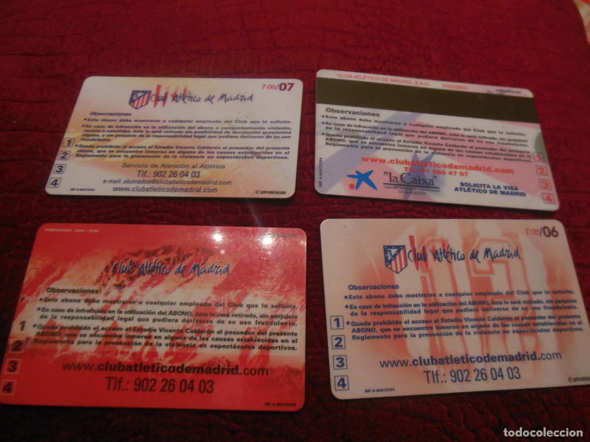 Coleccionismo deportivo: 4 CARNET DE SOCIO ATL&Eacute;TICO DE MADRID FUTBOL ENTRADA F&Uacute;TBOL TICKET - Temporadas 2003/2006