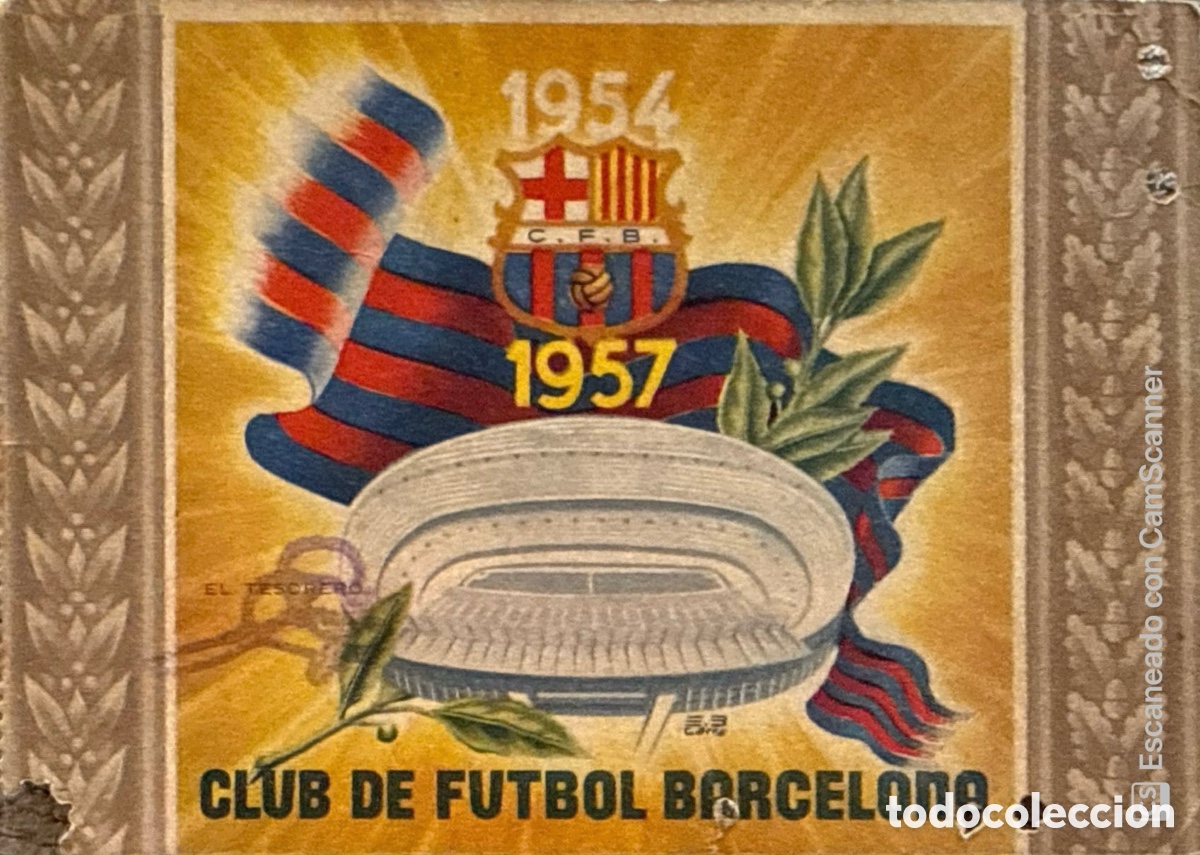 Sammelleidenschaft Sport: CARNET ORIGINAL SOCIO CLUB DE F&Uacute;TBOL BARCELONA 1955 y. 1957&ndash; ETAPA LES CORTS