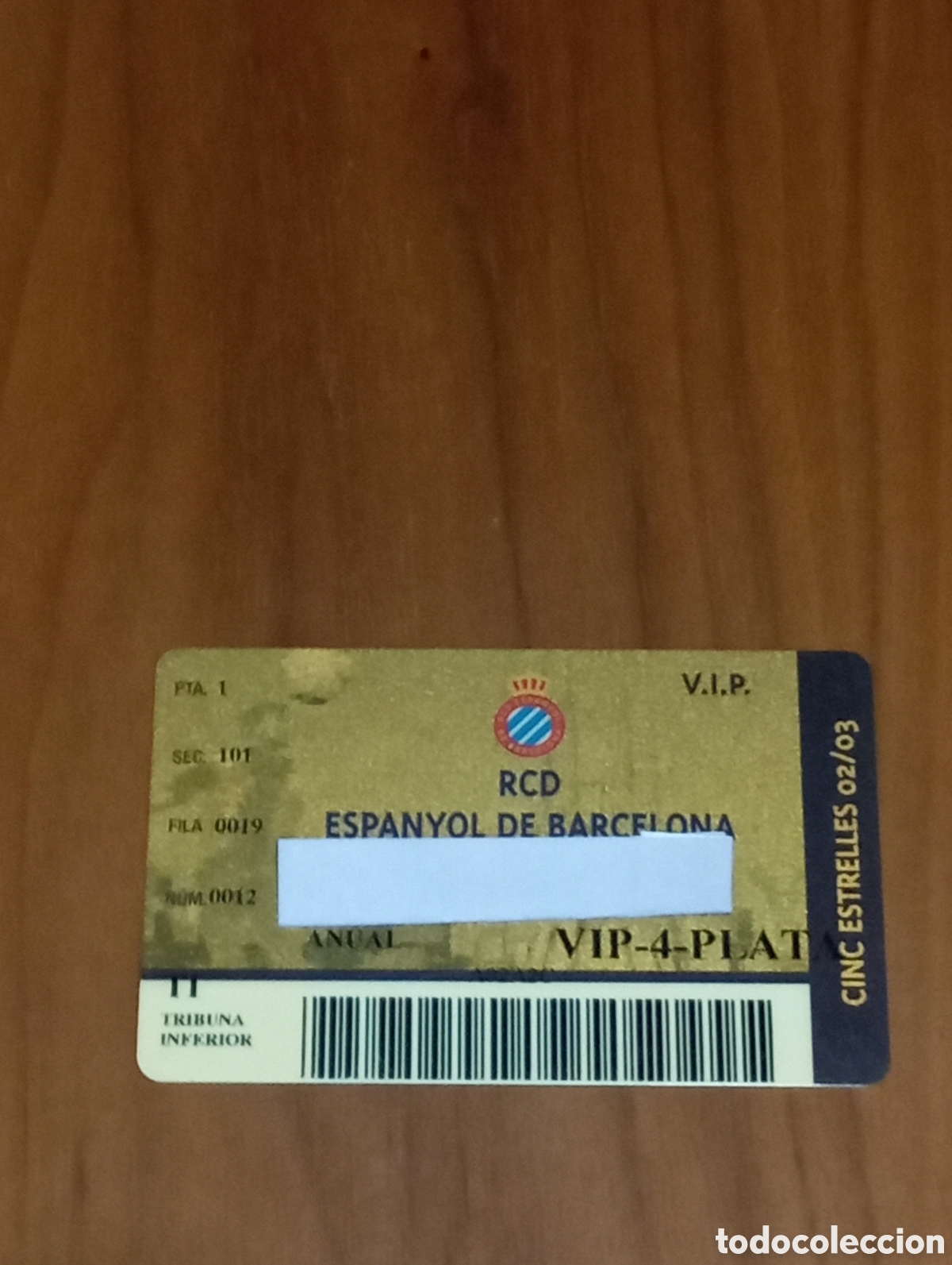 Coleccionismo deportivo: CARNET ABONO VIP DORADO RCD ESPANYOL 2002 2003