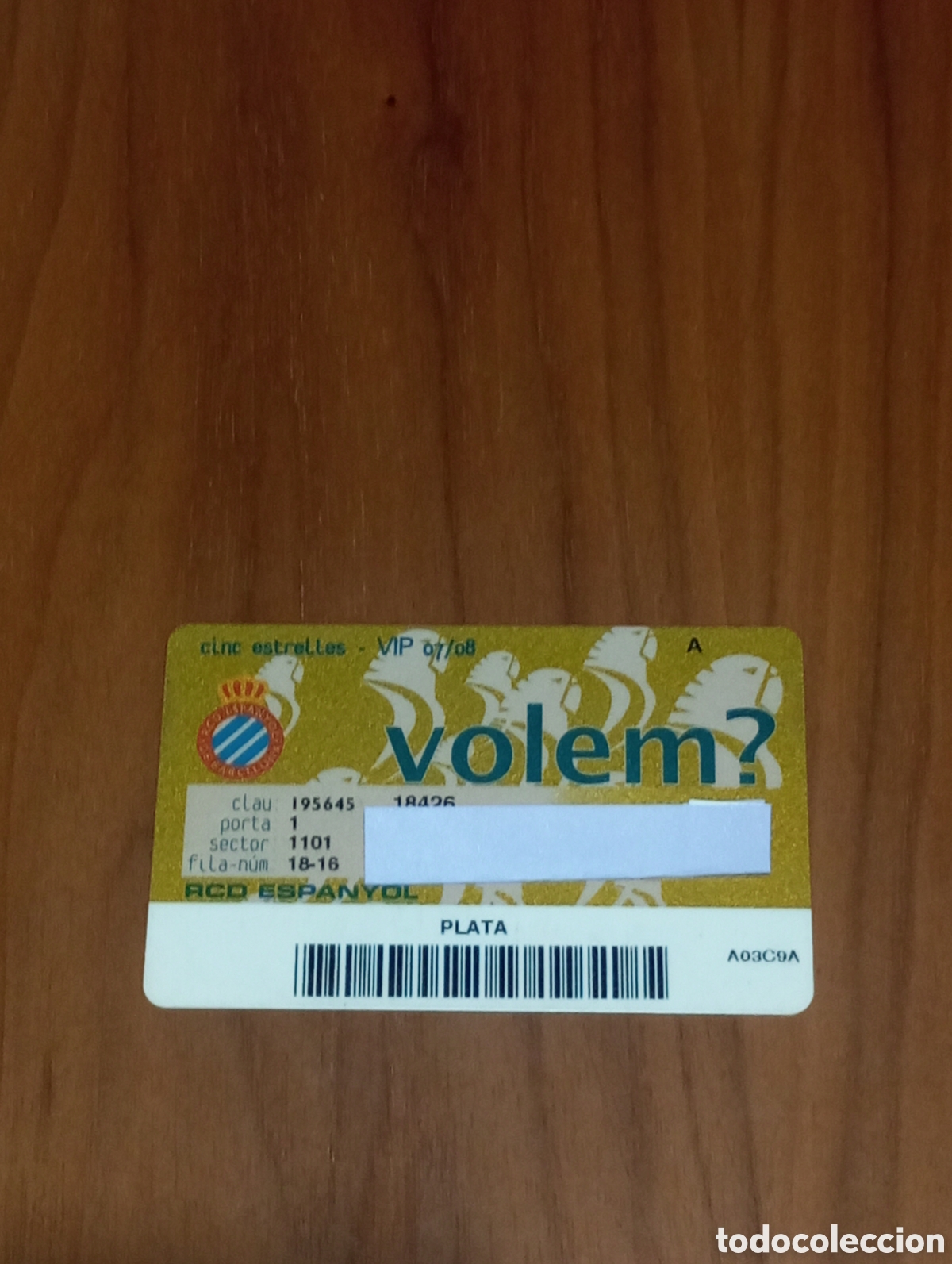 Coleccionismo deportivo: CARNET ABONO VIP DORADO RCD ESPANYOL 2007 2008