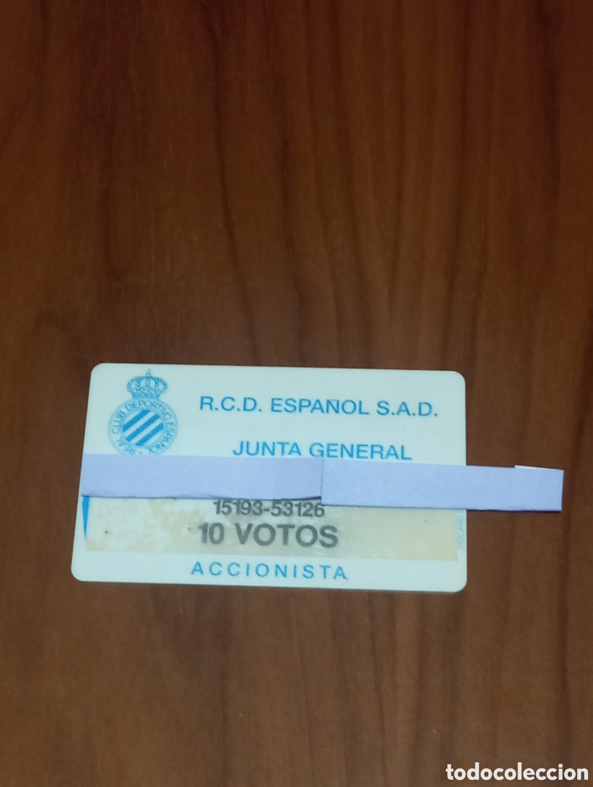 Coleccionismo deportivo: CARNET ACCIONISTA JUNTA GENERAL RCD ESPANYOL 10 VOTOS