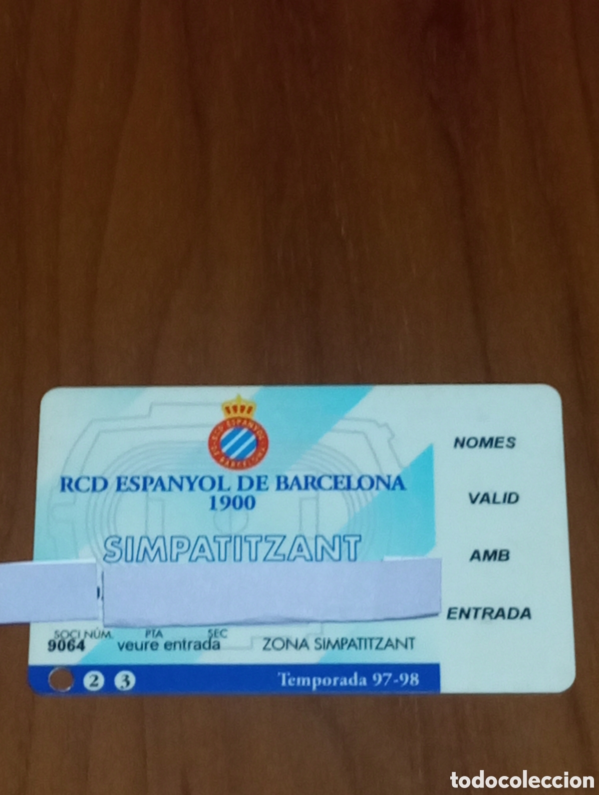 Coleccionismo deportivo: CARNET ABONO SIMPATITZANT RCD ESPANYOL 1997 1998