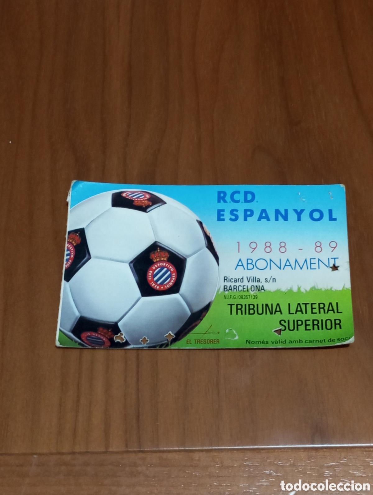 Coleccionismo deportivo: CARNET ABONO RCD ESPANYOL 1988 1989