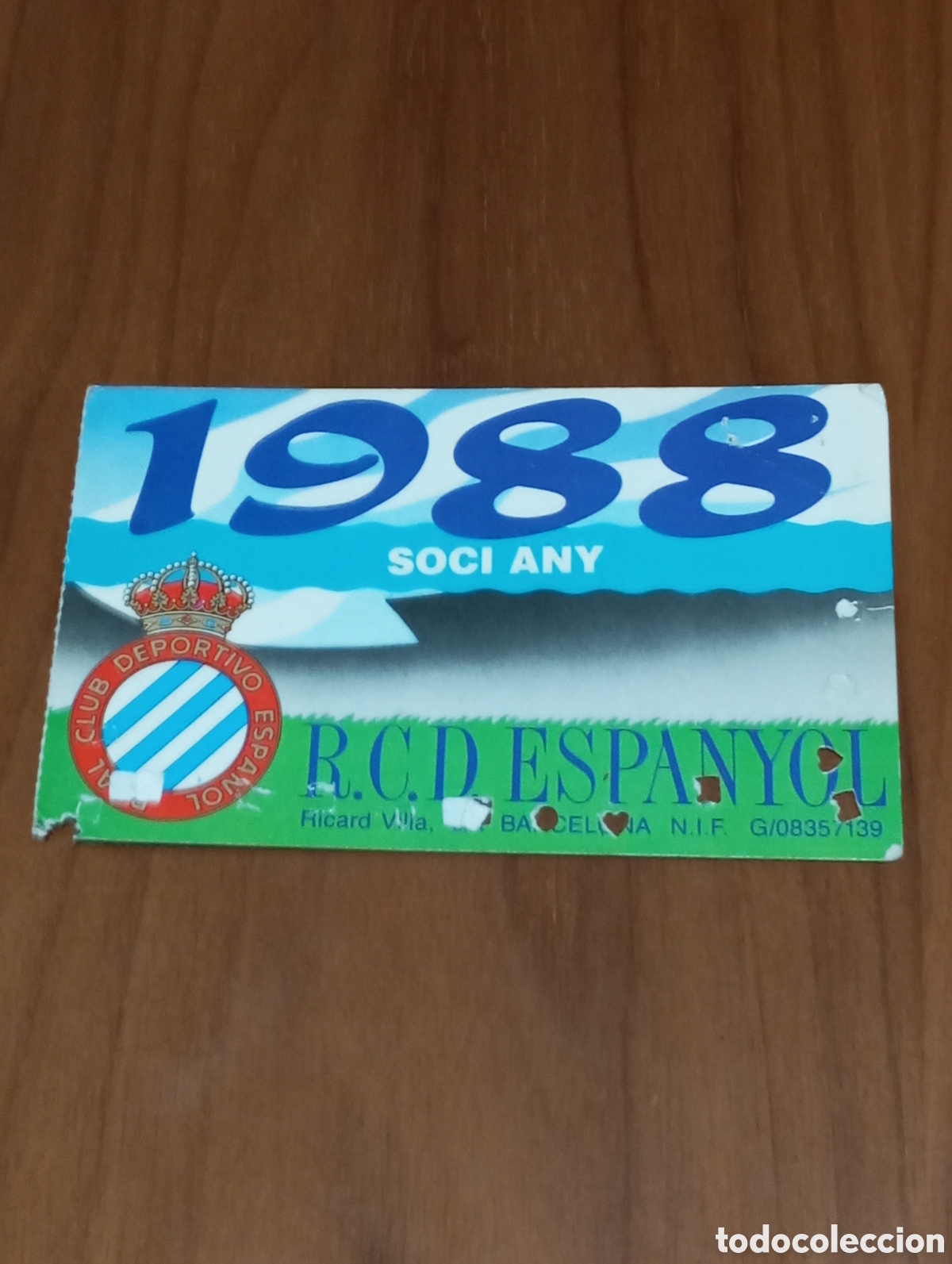 Coleccionismo deportivo: CARNET SOCIO RCD ESPANYOL 1988