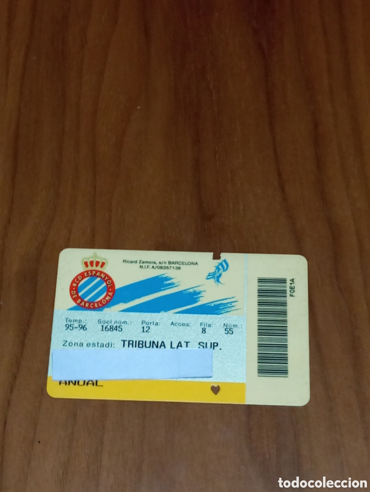 Collectionnisme sportif: CARNET ABONO RCD ESPANYOL 1995 1996
