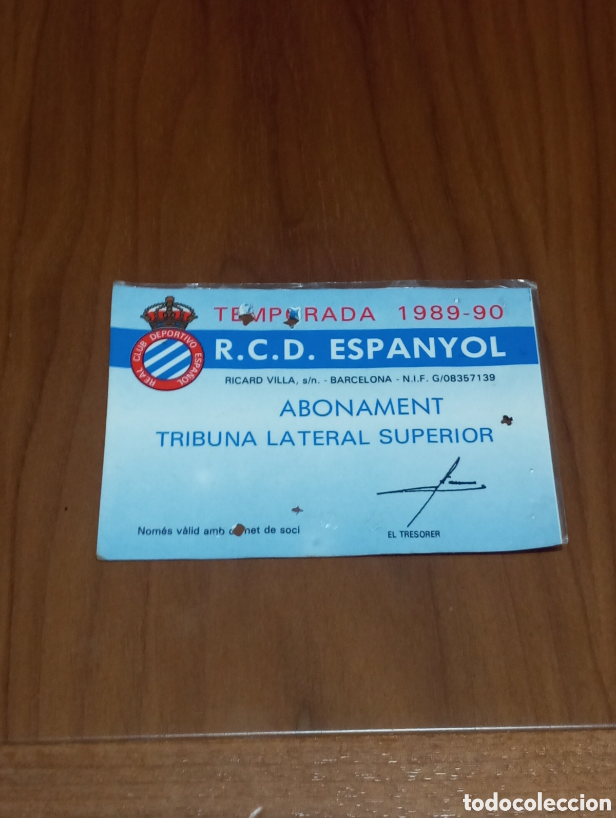 Coleccionismo deportivo: CARNET ABONO RCD ESPANYOL 1989 1990